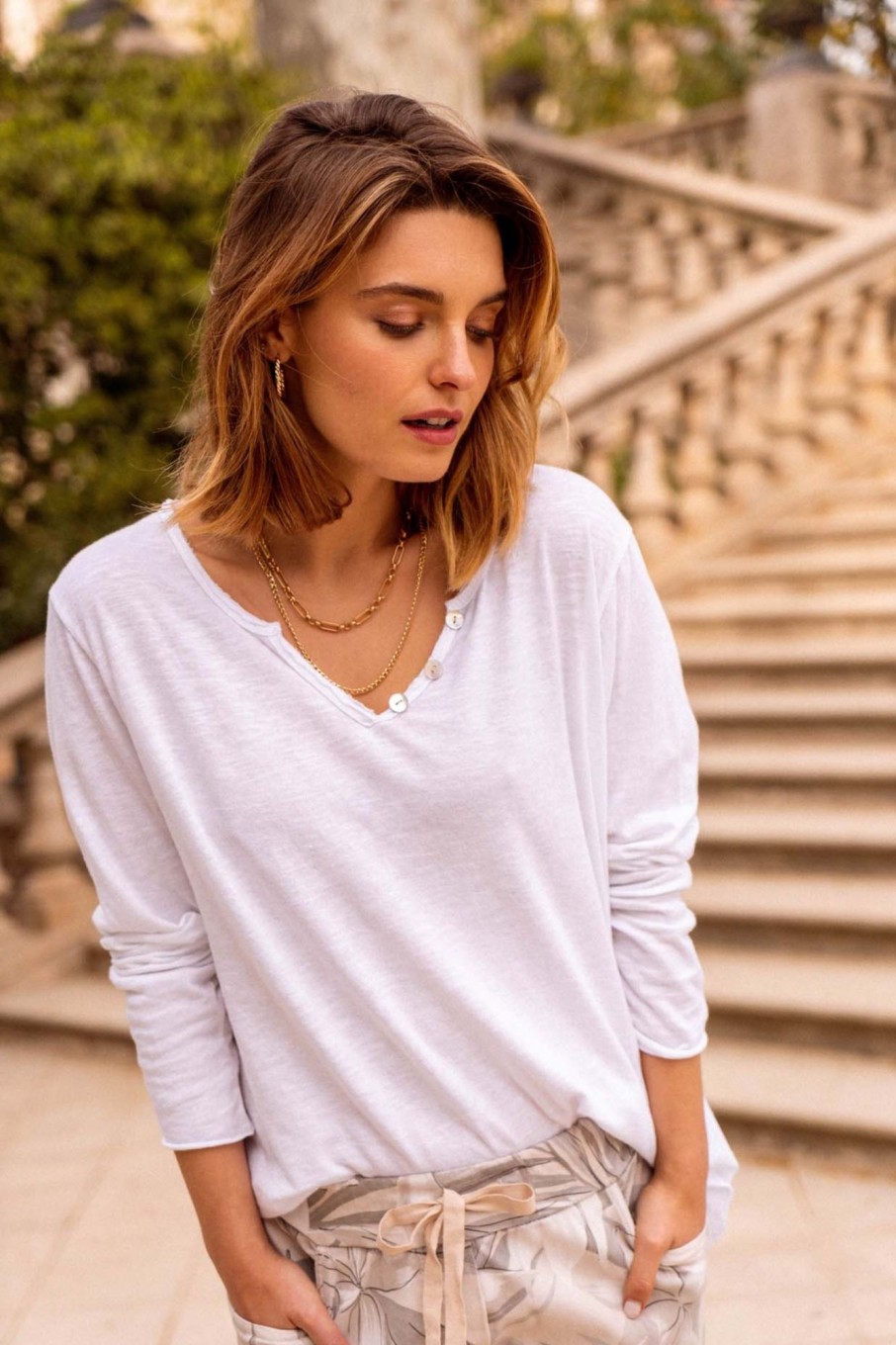 Tops & Chemisiers Nina Kendosa | Tee-Shirt Coton - Emile Blanc