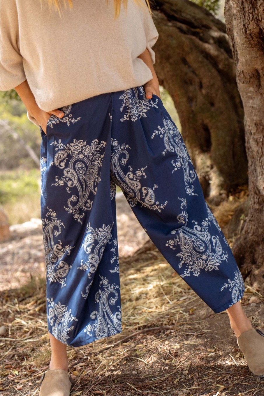 Pantalons Nina Kendosa | Pantalon Imprime - Laurent Marine