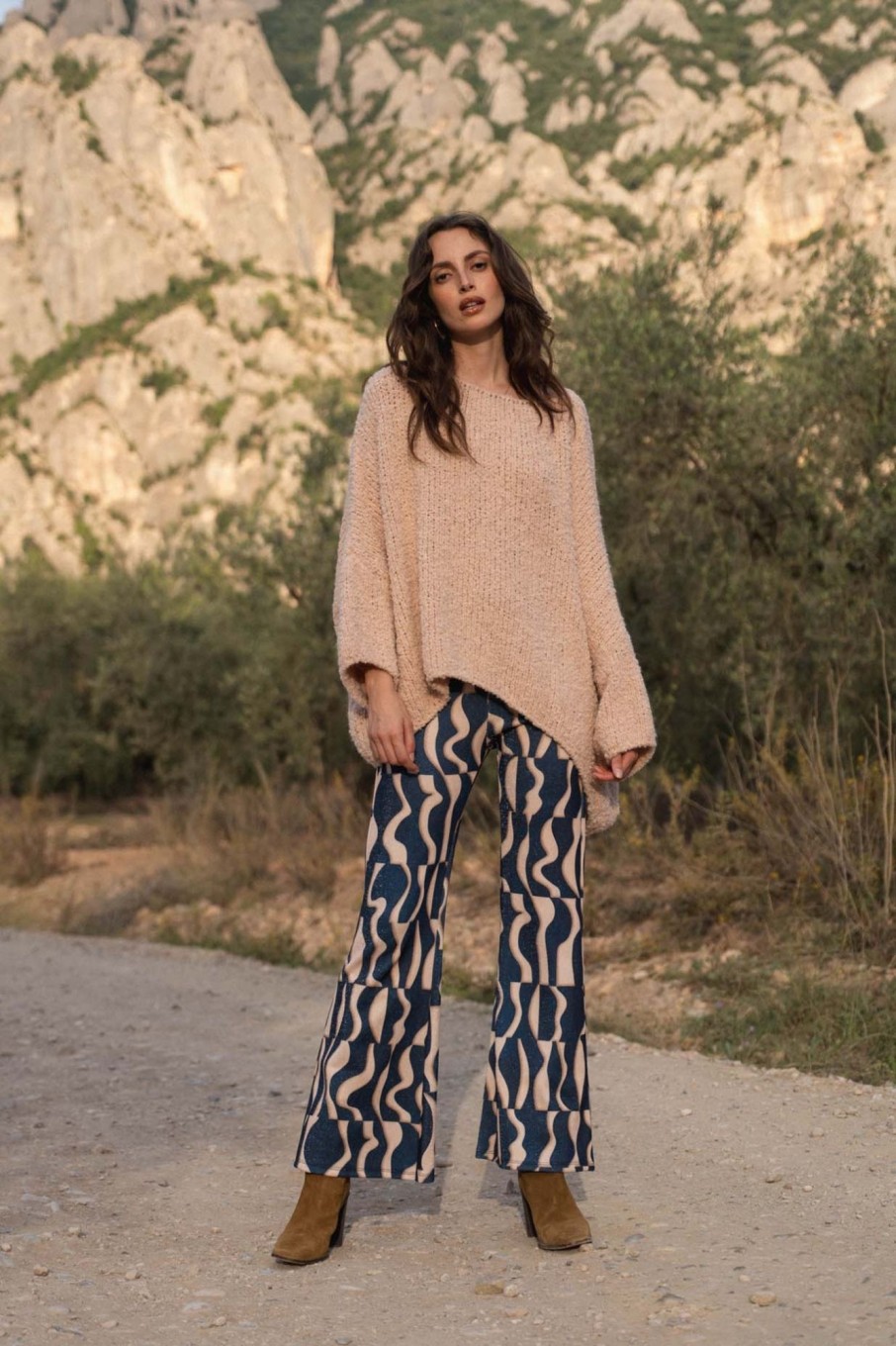 Pantalons Nina Kendosa | Pantalon Imprime - Inaya Bleu